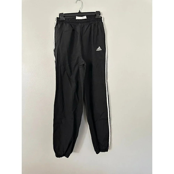Vintage Adidas Three Stripe Track Suit Joggers sz Small Black - Picture 1 of 4